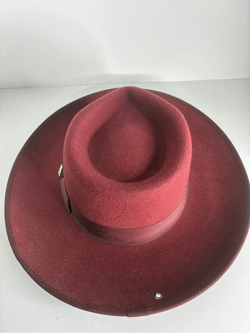 Burgundy Wool Fedora Hat - Classic Wide Brim